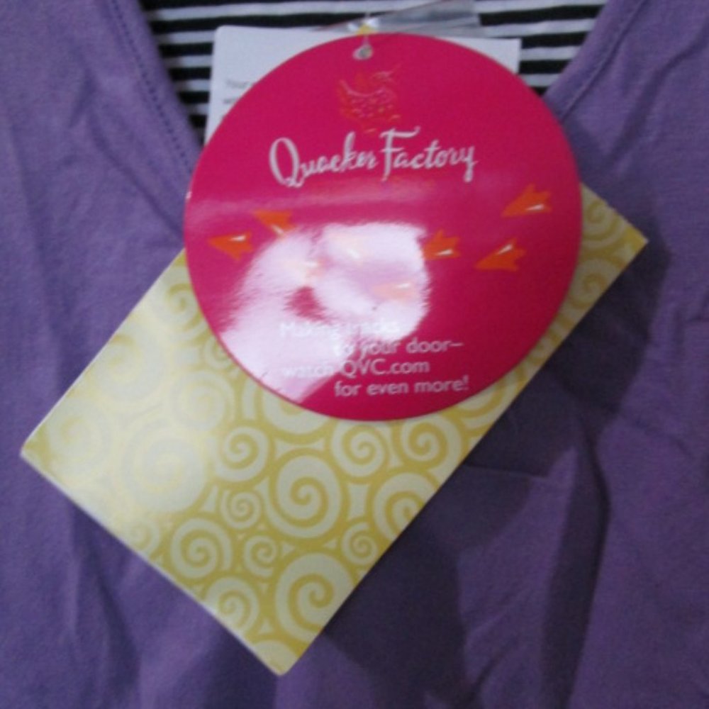 VINTAGE QUACKER FACTORY 3/4 SLEEVE PURPLE TOP WITH DOGS SIZE 1X - Picture 5 of 7